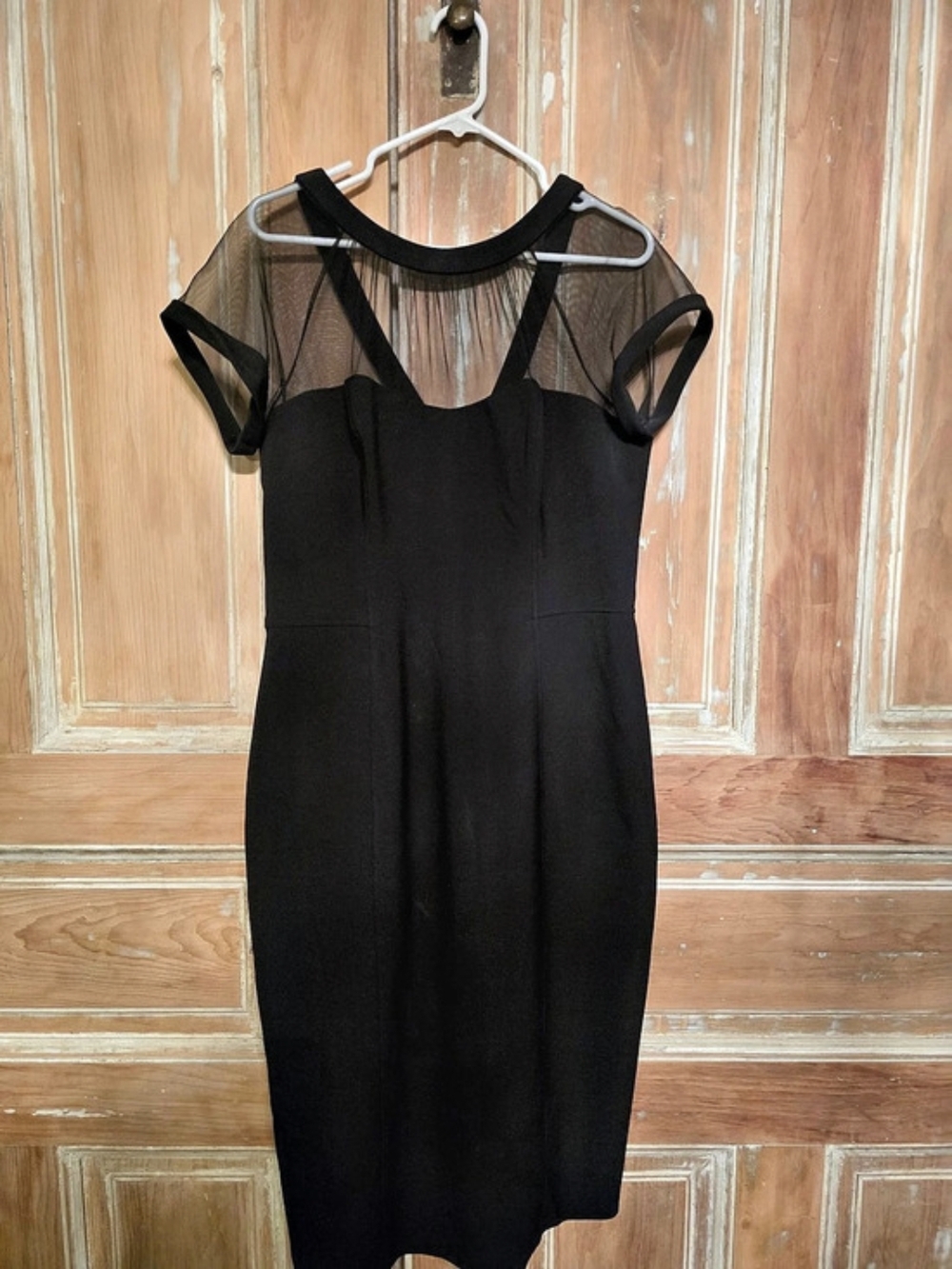 MaggyvLondon Sheer Sleeve Midi Dress in Black Size 16 Like New